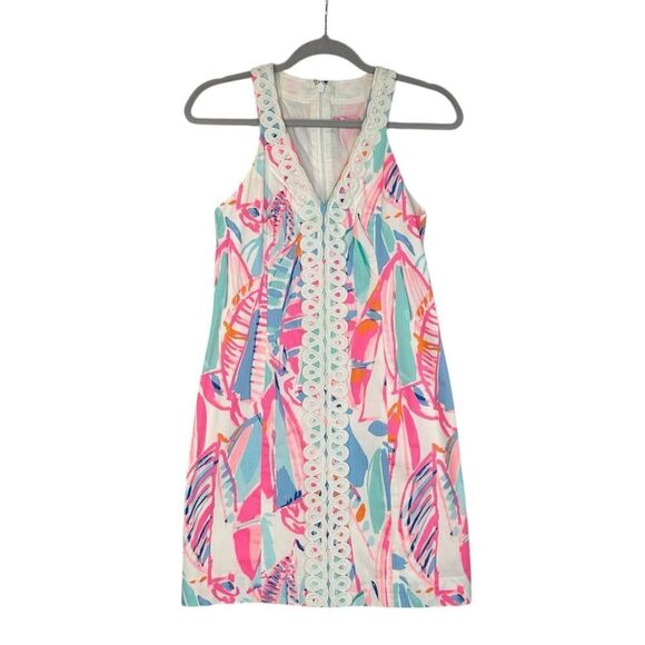 Lilly Pulitzer Lynn Out to Sea Embroidered Mini Dress } Size 2 - Picture 4 of 9